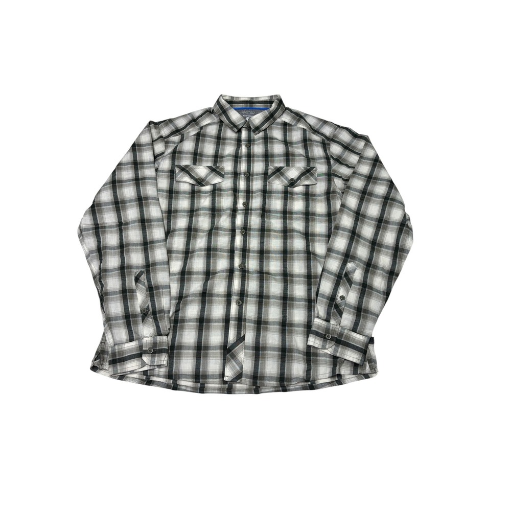 Mountain Hardwear Mens Plaid Long Sleeve Button‎ Down Shirt Grey Black White M